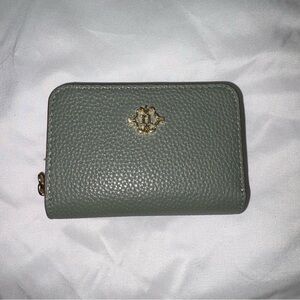 Nanette Lepore Olive Green Pebbled Leather Bi-fold Wallet with Gold Logo